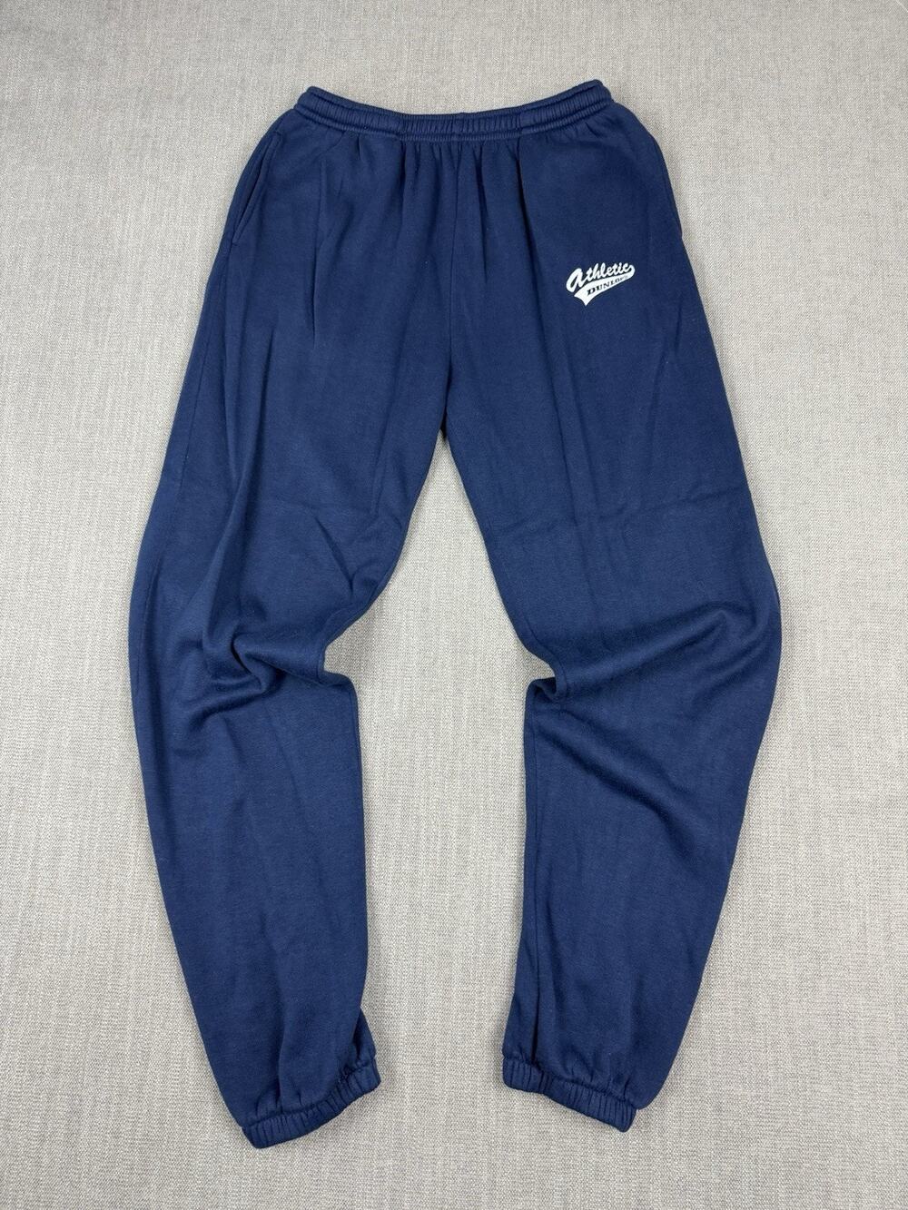 Vintage Dunlop Athletics Sweatpants Men’s Large Navy Blue Fleece Joggers